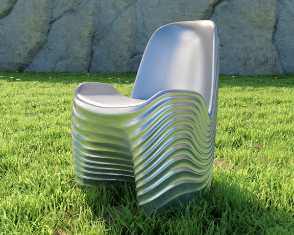 River Chair by Mac Stopa - finished in metallic silver